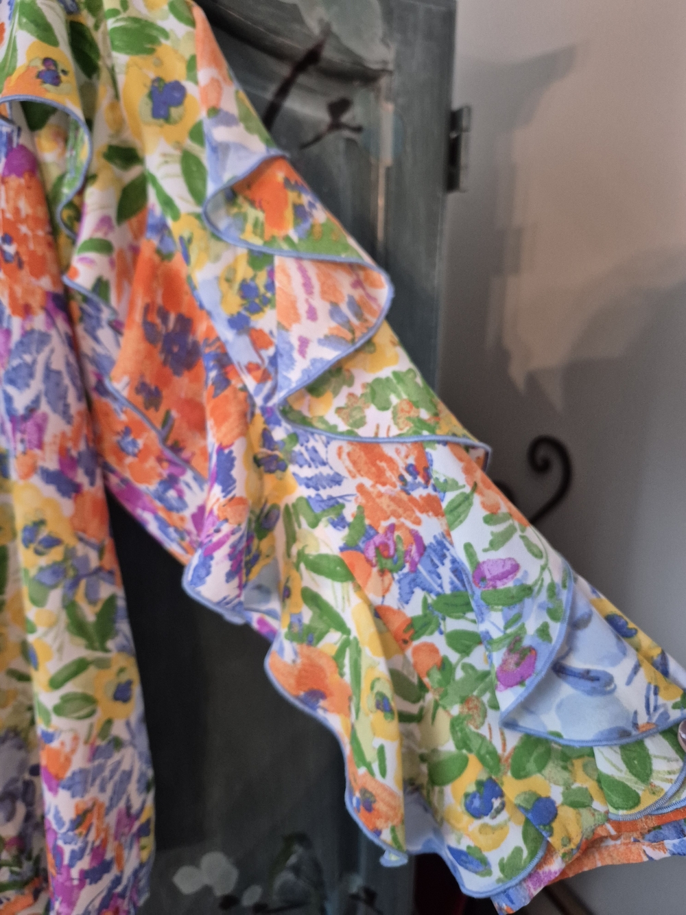 Cato Multicolor Floral Ruffle-Sleeve Button Front Blouse - Picture 3 of 6